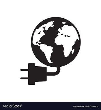 Flat icon in black and white Earth power vector image