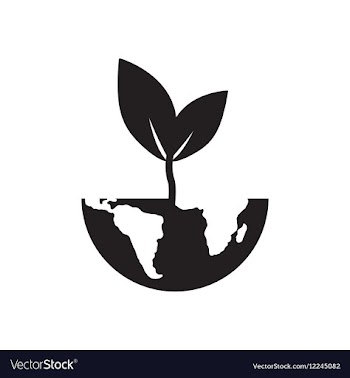 Flat icon in black and white earth sprout vector image