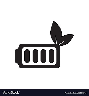 Flat icon in black and white eco battery vector image