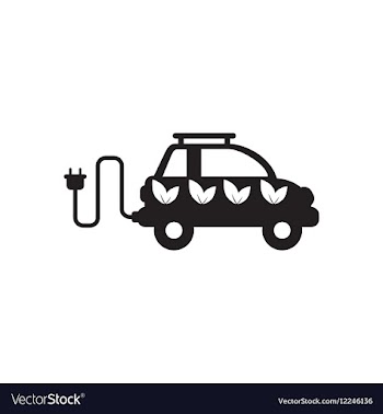 Flat icon in black and white eco car vector image