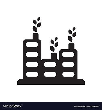 Flat icon in black and white eco factory vector image