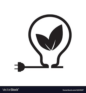 Flat icon in black and white eco light bulb vector image