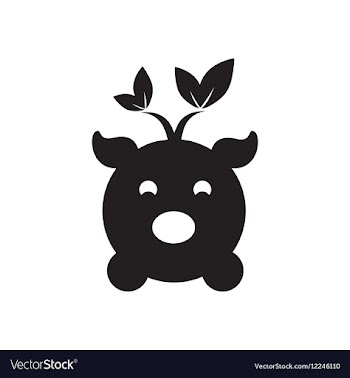 Flat icon in black and white eco pig vector image