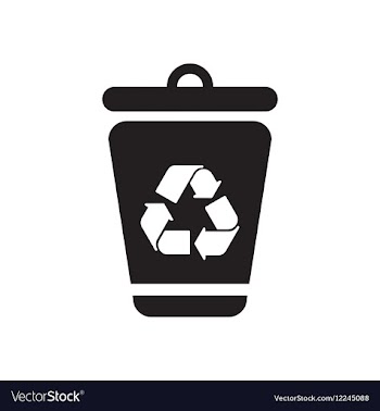 Flat icon in black and white eco trashcan vector image