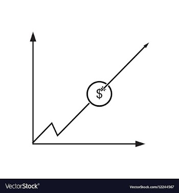 Flat icon in black and white economic graph vector image