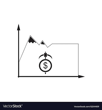 Flat icon in black and white economic graph vector image