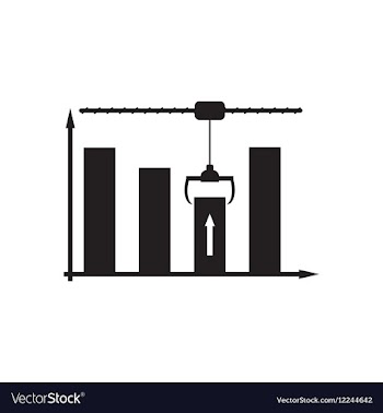 Flat icon in black and white economic graph vector image