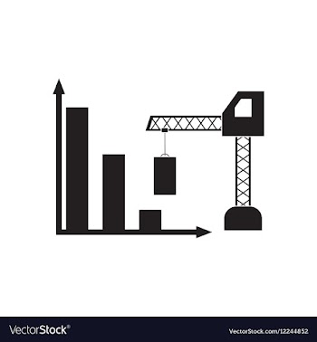 Flat icon in black and white economic graph vector image