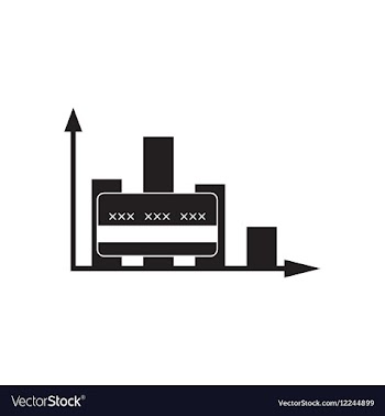 Flat icon in black and white economic graph vector image