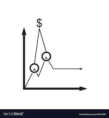 Flat icon in black and white economic graph vector image