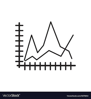 Flat icon in black and white economic graph vector image