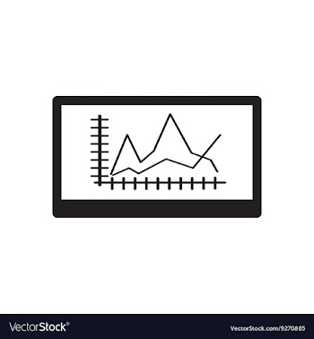 Flat icon in black and white economic graph vector image