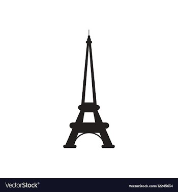 Flat icon in black and white Eiffel Tower vector image