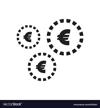 Flat icon in black and white Euro coins vector image