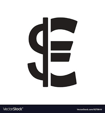 Flat icon in black and white Euro dollar vector image