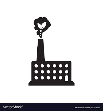 Flat icon in black and white factory vector image