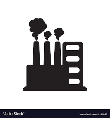 Flat icon in black and white factory vector image