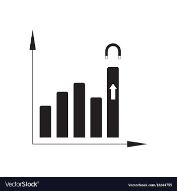 Flat icon in black and white financial graph vector image