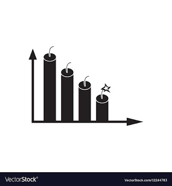 Flat icon in black and white financial graph vector image