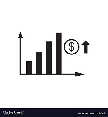 Flat icon in black and white financial graph vector image