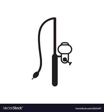 Flat icon in black and white fishing rod vector image