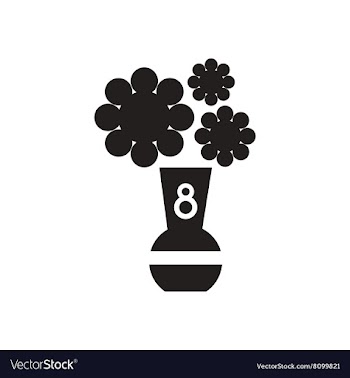 Flat icon in black and white flowers vase vector image