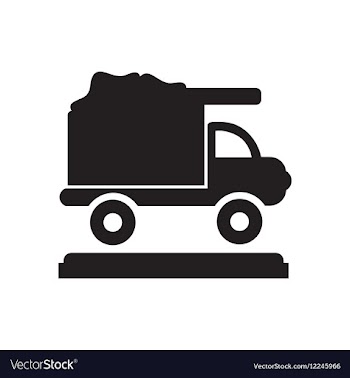Flat icon in black and white garbage truck vector image