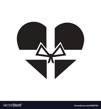 Flat icon in black and white gift box heart vector image