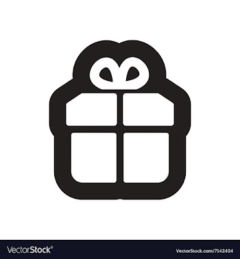 Flat icon in black and white gift vector image