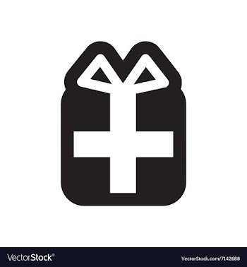Flat icon in black and white gift vector image