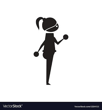 Flat icon in black and white girl dumbbell vector image