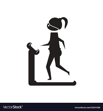 Flat icon in black and white girl treadmill vector image