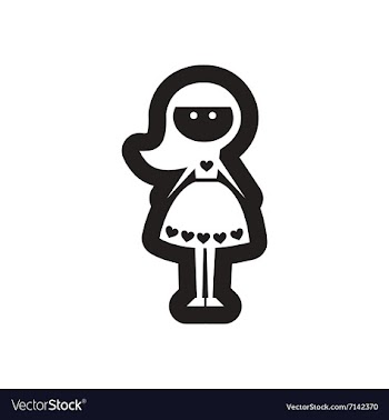Flat icon in black and white girl vector image