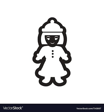 Flat icon in black and white Girl winter clothes vector image