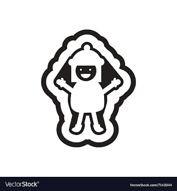Flat icon in black and white Girl winter clothes vector image