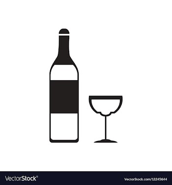 Flat icon in black and white glass wine bottle vector image