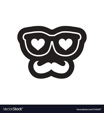 Flat icon in black and white glasses mustache vector image