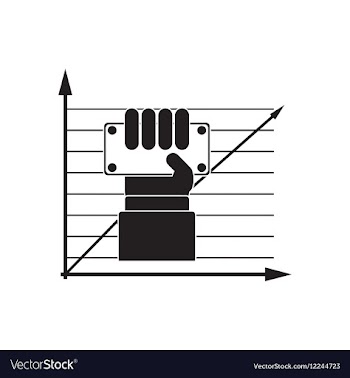 Flat icon in black and white hand graph vector image