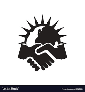 Flat icon in black and white handshake vector image