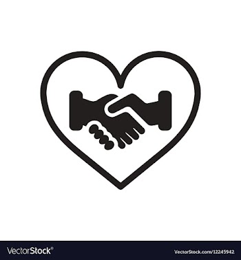 Flat icon in black and white handshake vector image