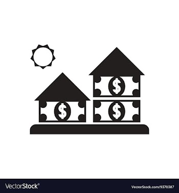 Flat icon in black and white house money vector image