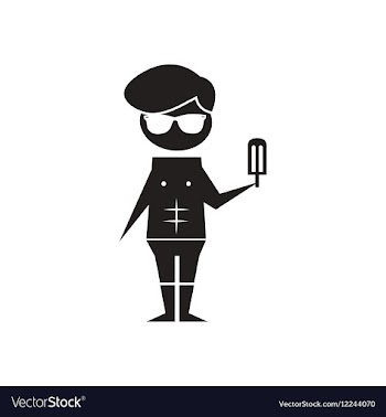 Flat icon in black and white ice cream man vector image