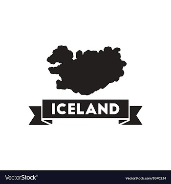 Flat icon in black and white Iceland map vector image