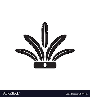 Flat icon in black and white Indian feathers vector image
