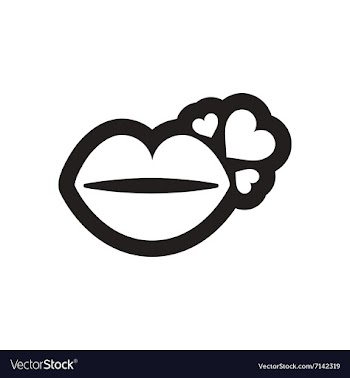 Flat icon in black and white kiss heart vector image