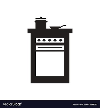 Flat icon in black and white kitchen stove vector image