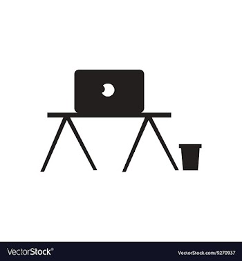 Flat icon in black and white laptop table vector image