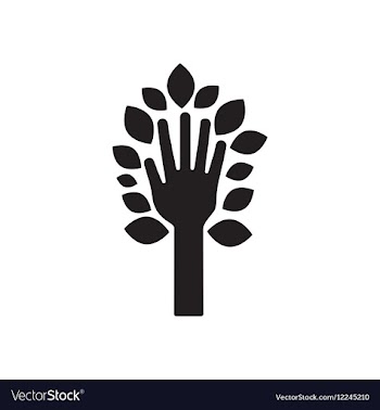 Flat icon in black and white leaves hand vector image