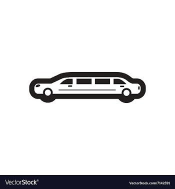Flat icon in black and white limousine vector image
