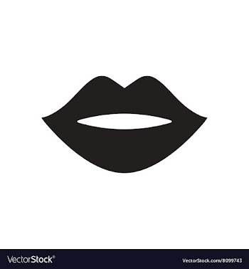 Flat icon in black and white lips vector image